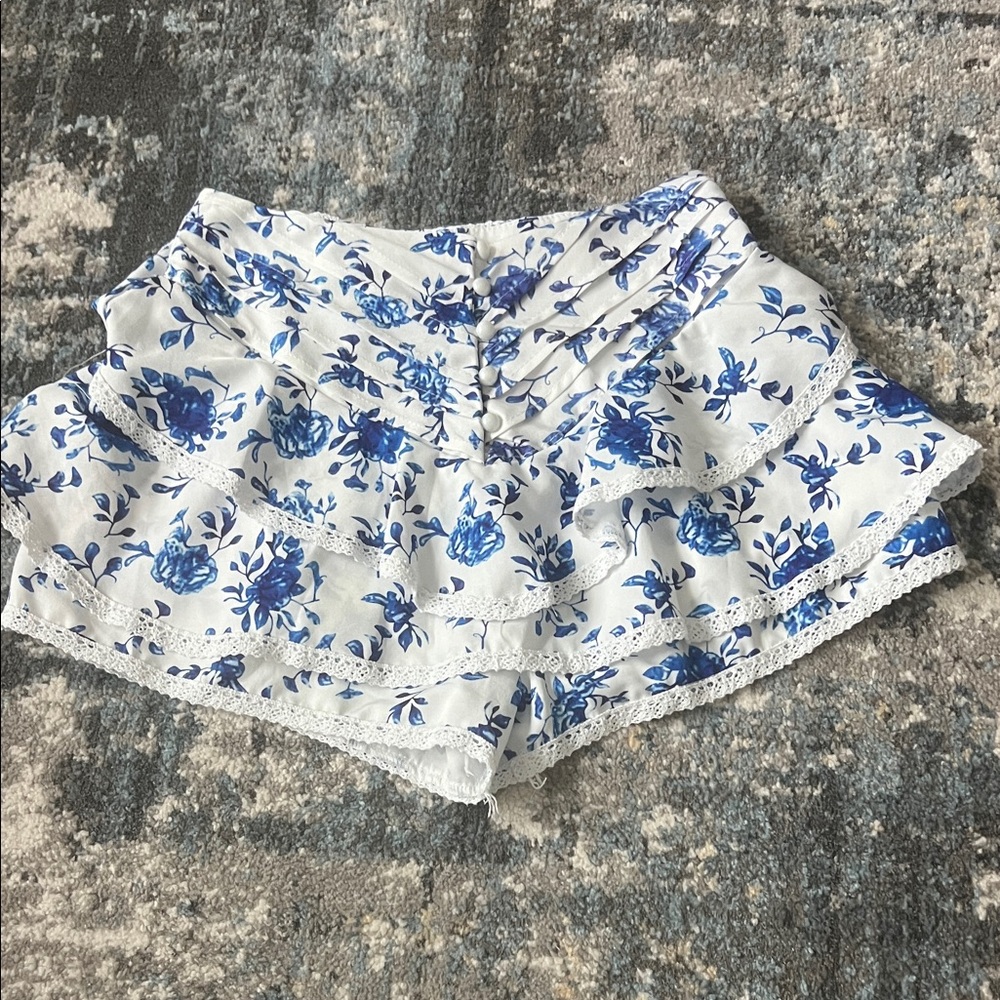 Blue Floral Women's Mini Skirt